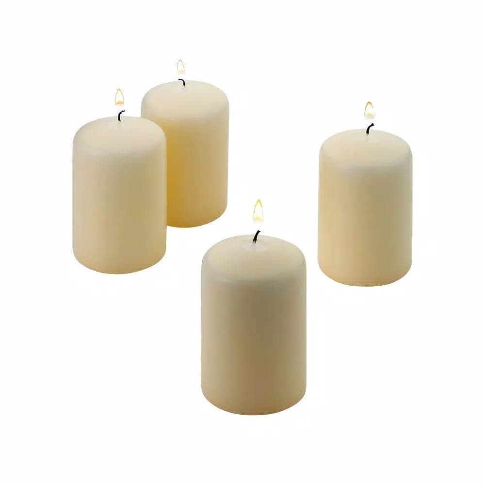Light In The Dark Unscented Vanilla Pillar Candles, 3 in. H x 2 in. W, Ivory (Set of 4)