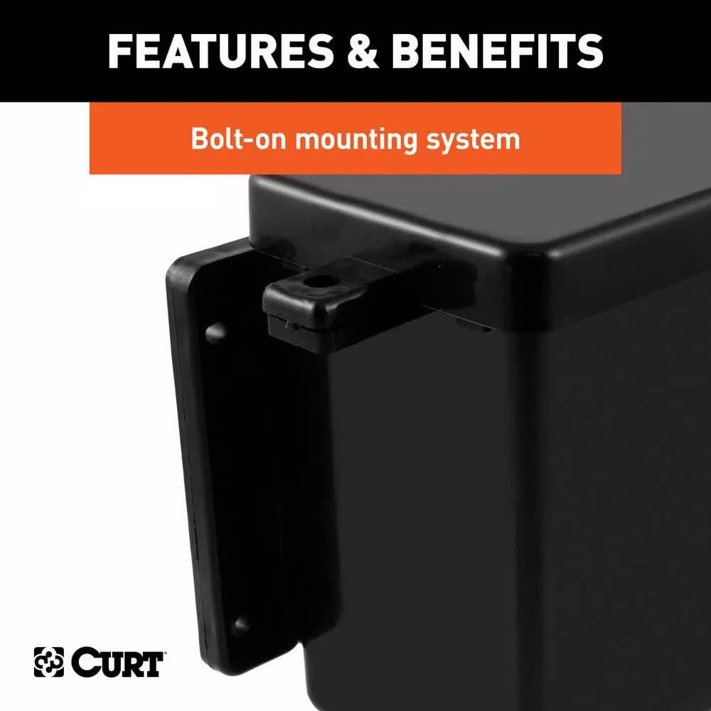 CURT 6" x 5-1/2" x 3-1/4" Breakaway Battery Case with Lockable Tab for Trailer