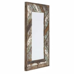 Aspire Home Accents Brogan Large Rectangle Multi-Colored Reclaimed Wood Accent Mirror with Hooks thumbnail 2