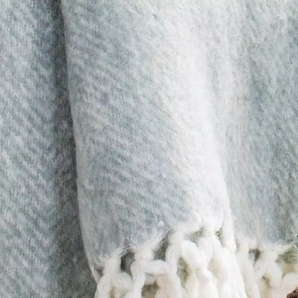 Safavieh Magali Grey Chevron Throw Blanket with Oversized Fringe