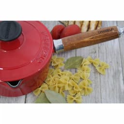 Chasseur 1.3 qt. Enameled Cast Iron Sauce Pan with Lid, Red thumbnail 5