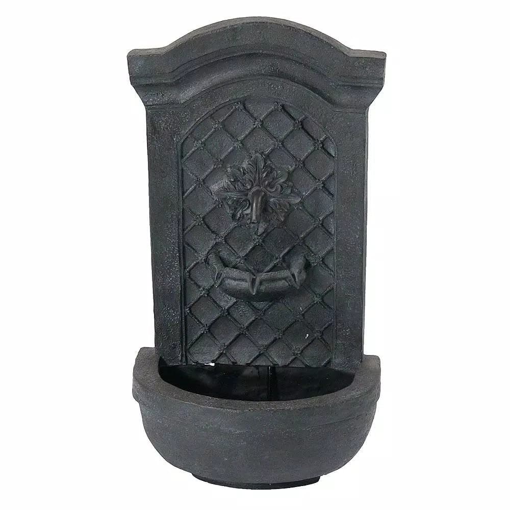 Sunnydaze Decor Rosette Leaf Electric Outdoor Wall Fountain, Black
