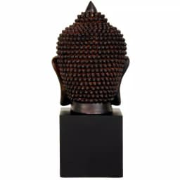 Oriental Furniture 10 in. Thai Buddha Head Decorative Statue, Faux Bronze Patina thumbnail 2