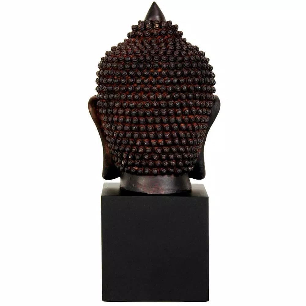 Oriental Furniture 10 in. Thai Buddha Head Decorative Statue, Faux Bronze Patina