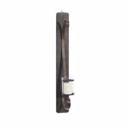 LITTON LANE 36 in. Scrolled Wrought Iron Wall Sconce Candle Holder with Glass Hurricane, Deep Bronze thumbnail 1