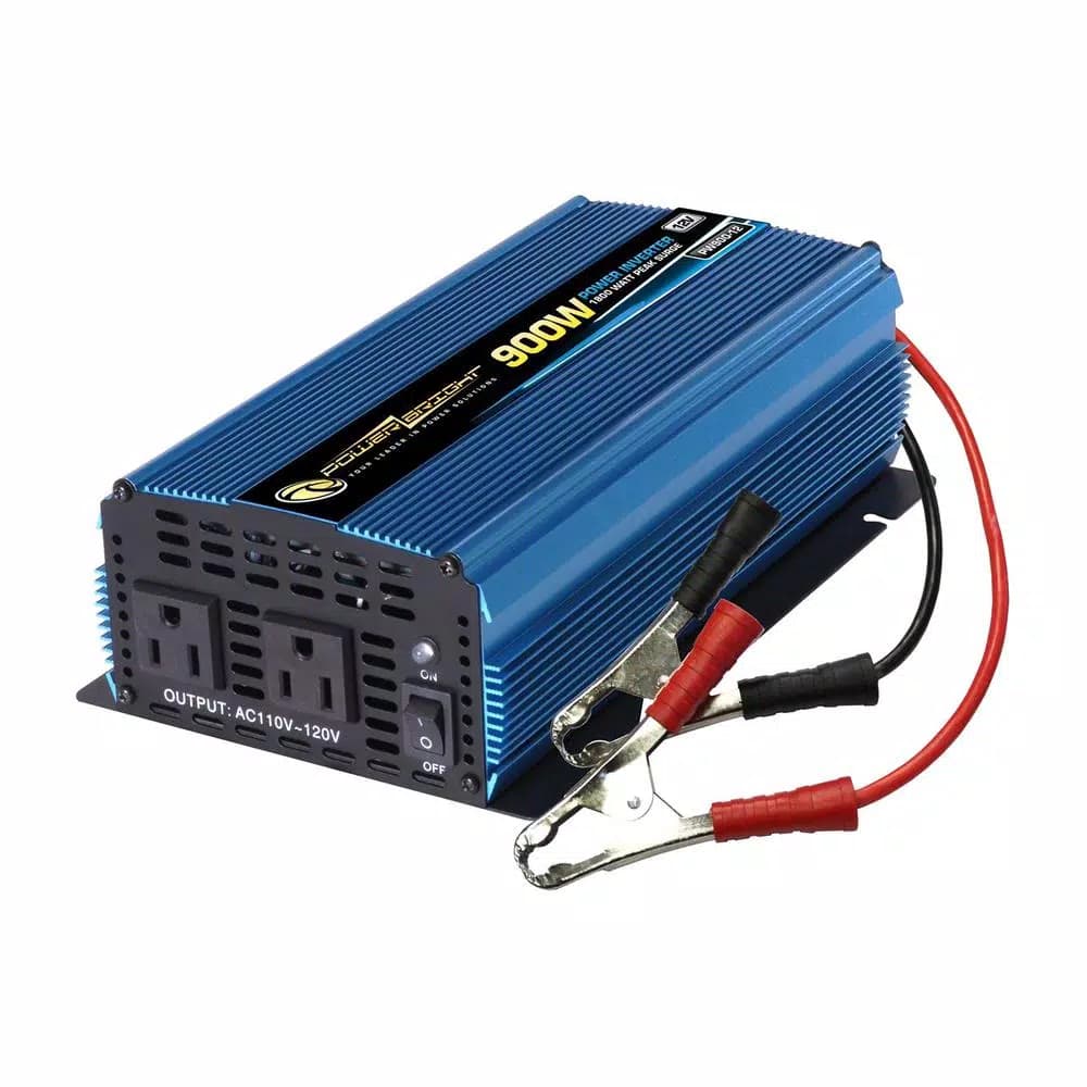Power Bright PowerBright 900-Watt Power Inverter, 12V DC to 115V AC, 1800W Peak, Dual 3-Prong Outlets
