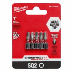 Milwaukee SHOCKWAVE 1 in. #2 Square Impact Rated Driver Bits, 5-Pack thumbnail 2