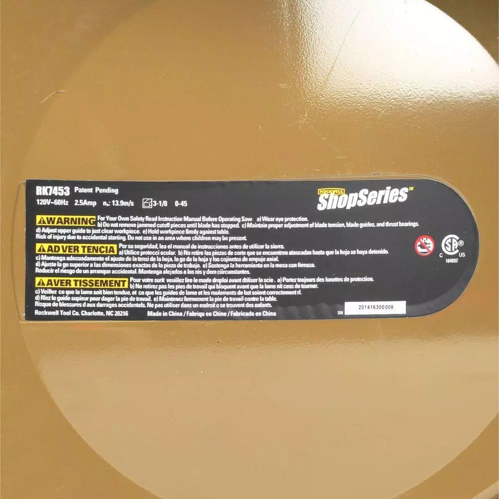 Shop Series Rockwell 9 in. Band Saw with Work Light, 2.5 Amp, 59.5 in. Blade