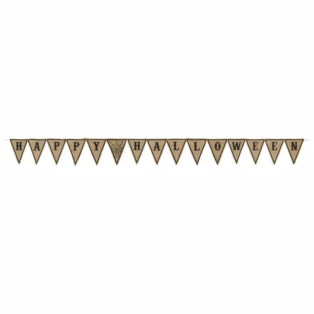Amscan 10 in. Modern Happy Halloween Burlap Banner, 12 ft. Hanging Garland Decor