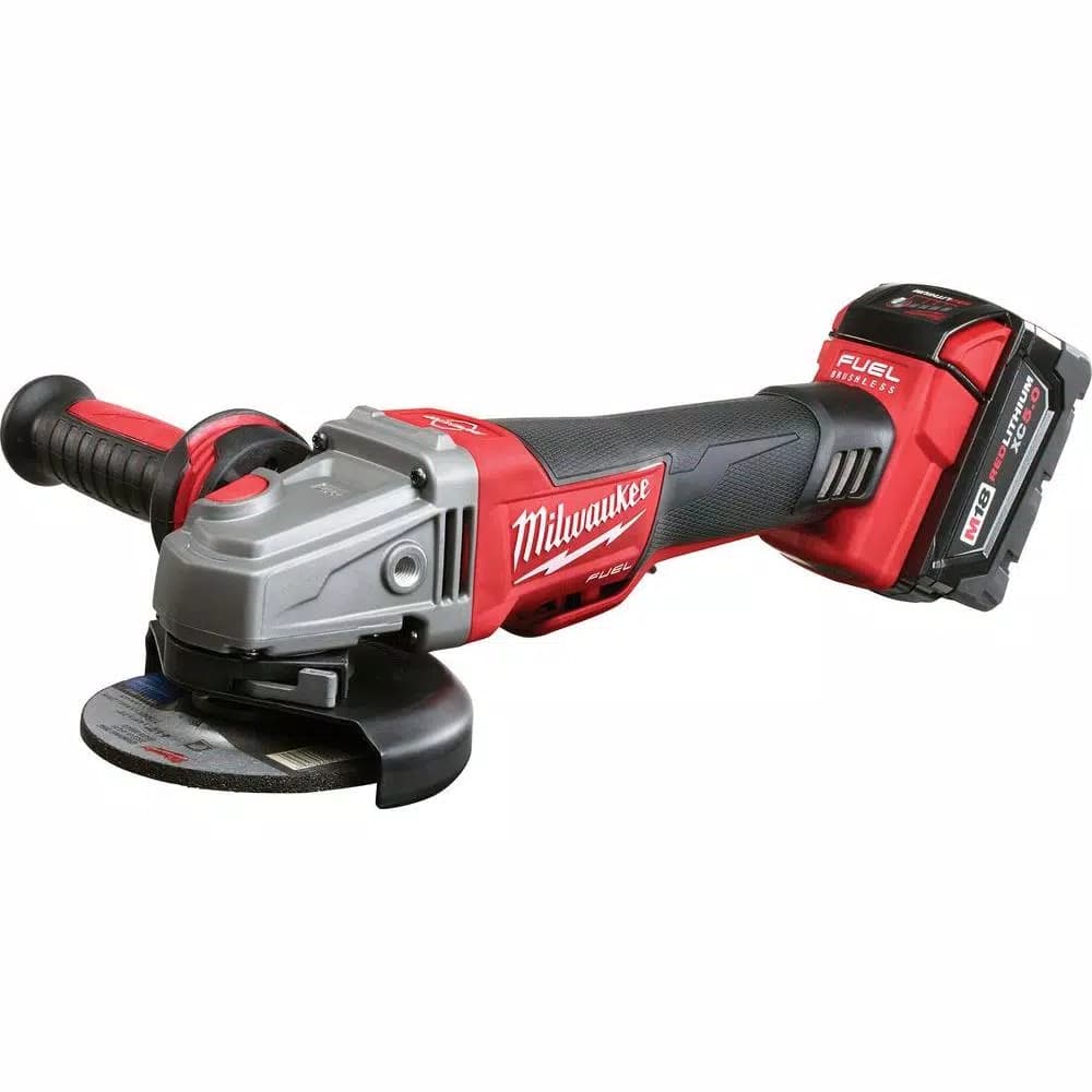 Milwaukee M18 FUEL 4-1/2 in. / 5 in. Braking Cordless Angle Grinder Kit with Two 5.0 Ah Batteries & Charger