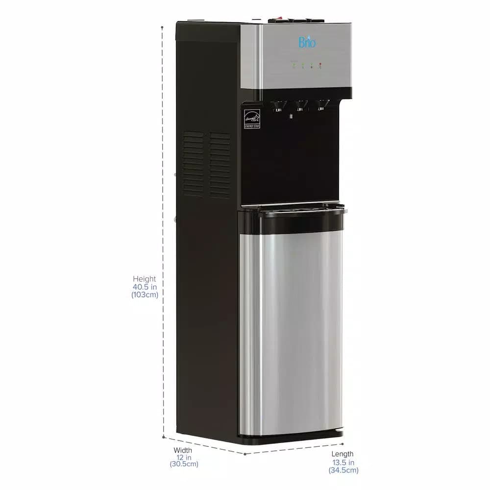 Brio Tri-Temp 2-Stage Bottleless Water Cooler with UV Self-Cleaning and Filtration, Stainless Steel