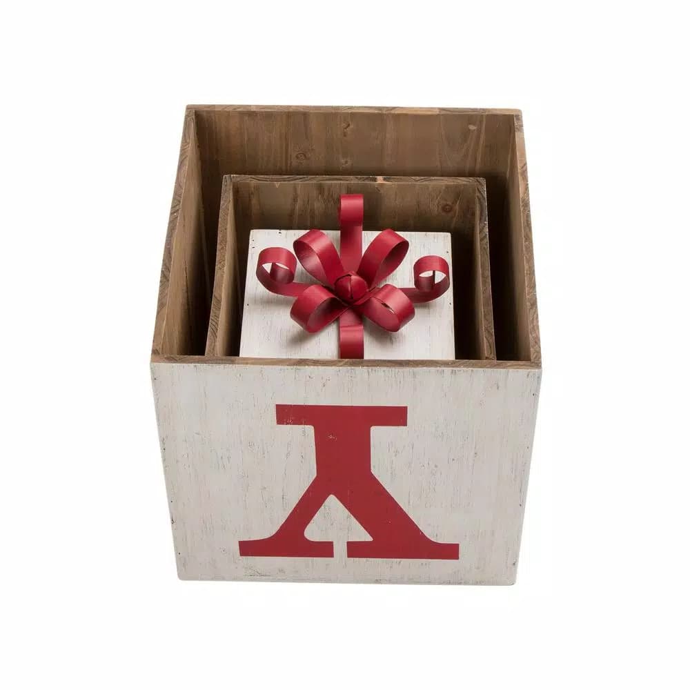 Glitzhome 31.89 in. Wooden Block Wording Porch Sign - JOY Festive Holiday Decor