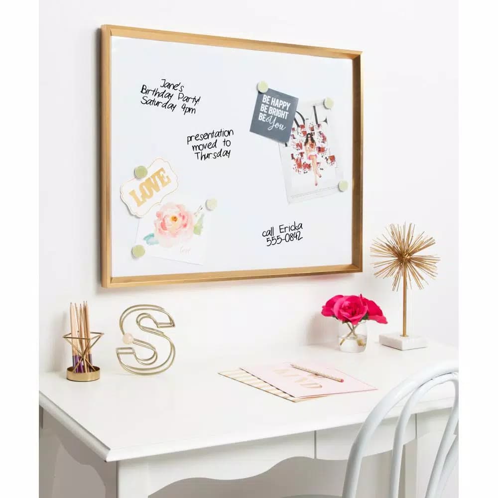 Kate and Laurel Calter Gold Framed Magnetic Dry Erase Board
