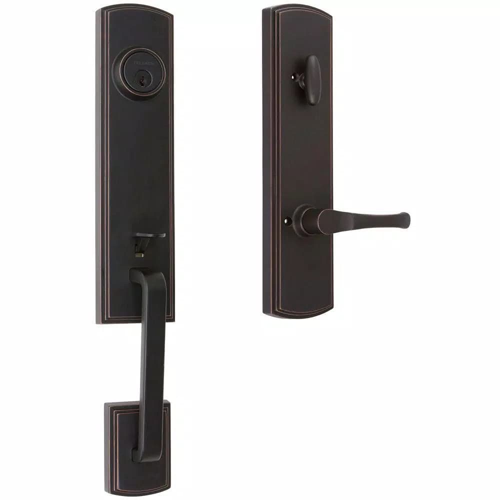 Delaney Briona Edged Oil Rubbed Bronze Dummy Handleset with Artino Interior Left-Hand