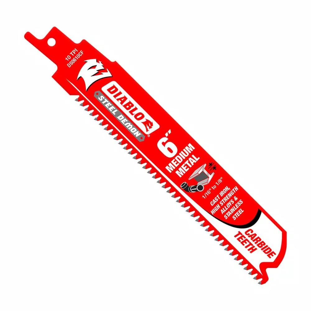 Diablo Steel Demon Carbide Medium Metal Reciprocating Saw Blades, 10 TPI, 6 in. (10-Pack)