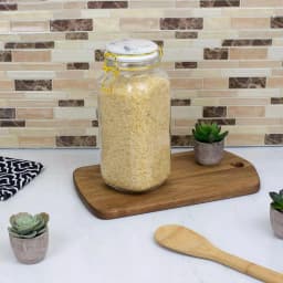 Unbranded 67 oz. Glass Canister with Marble Printed Ceramic Top and Metal Bail Lid thumbnail 1