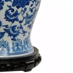 Oriental Furniture 18 in. Blue and White Porcelain Decorative Temple Jar Vase thumbnail 2
