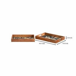 Home Decorators Collection Floral and Wood Decorative Rectangle Tray Set of 2 thumbnail 2