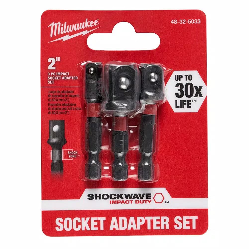 Milwaukee SHOCKWAVE Impact Duty 1/4 in. Hex Shank Socket Adapter Set, 3-Piece
