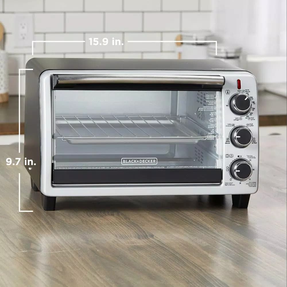 BLACK+DECKER 6-Slice Convection Toaster Oven with Bake, Broil, Toast, and Keep Warm Functions - Black/Stainless Steel