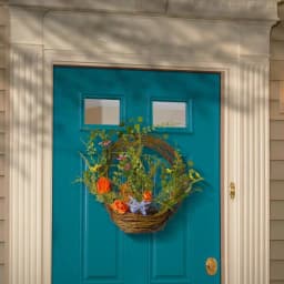 National Tree Company 16 in. Spring Wreath with Woven Branch Twig Half Basket and Mixed Flowers thumbnail 2