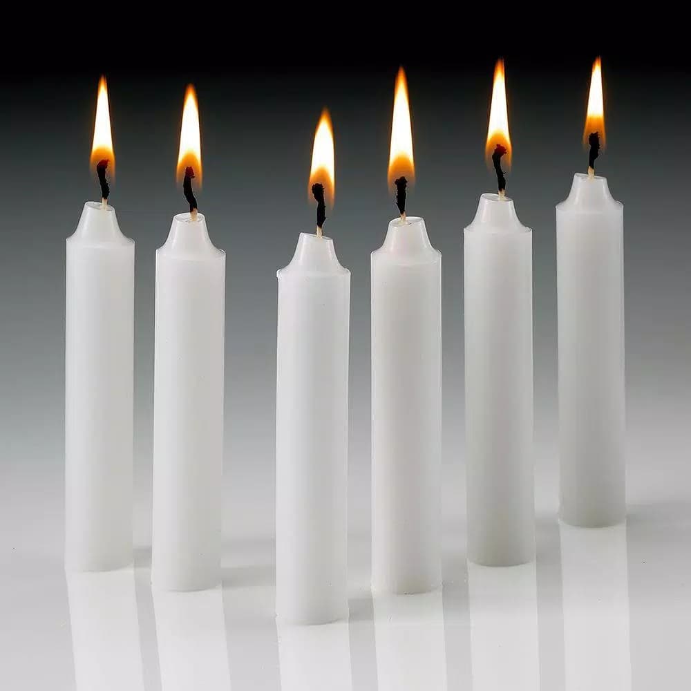 Light In The Dark White Taper Candles, 4 in. x 1/2 in. Thick, Unscented, Dripless, Set of 60