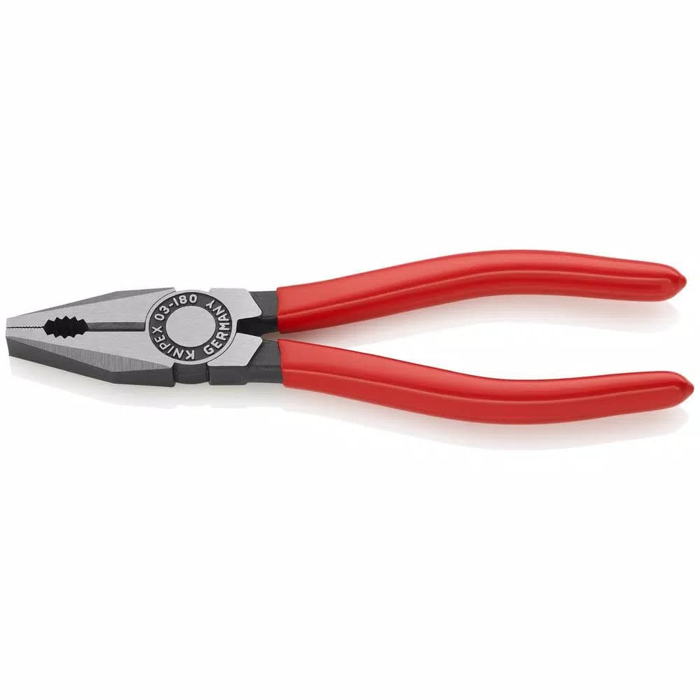 KNIPEX 7.25 in. Heavy Duty Forged Steel Combination Pliers, 60 HRC Cutting Edge