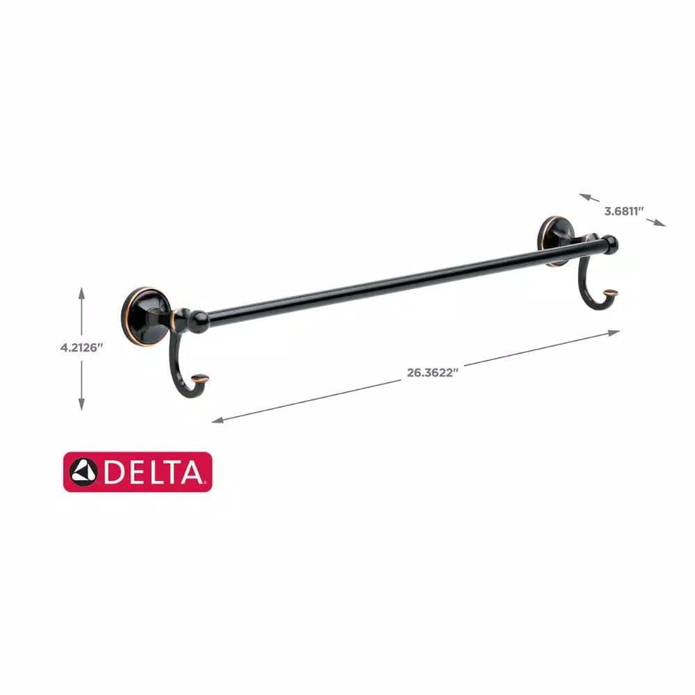 Delta Portman 24 in. Towel Bar with Hooks, Venetian Bronze with Copper Reveal