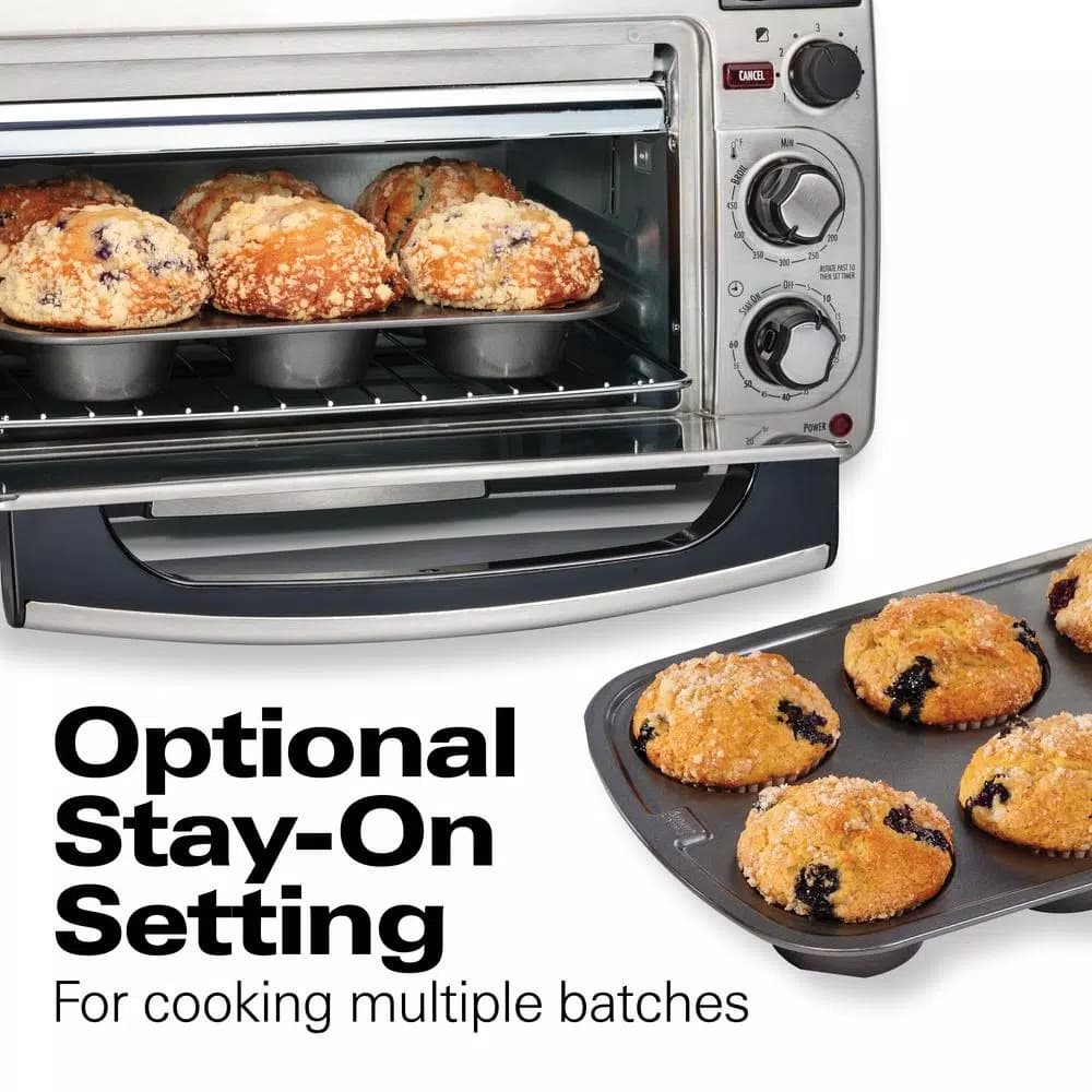 Hamilton Beach 2-in-1 1450W Toaster Oven and 4-Slice Toaster, Silver