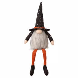 Glitzhome 20 in. Halloween Fabric Gnome Sitter Decor with Posable Hat and Faux Fur Beard thumbnail 1