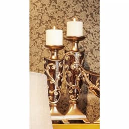 Unbranded Odysseus Baroque Pillar Candle Holder Set of 2, 14 in. and 16 in., Brown and Gold Floral Filigree thumbnail 1