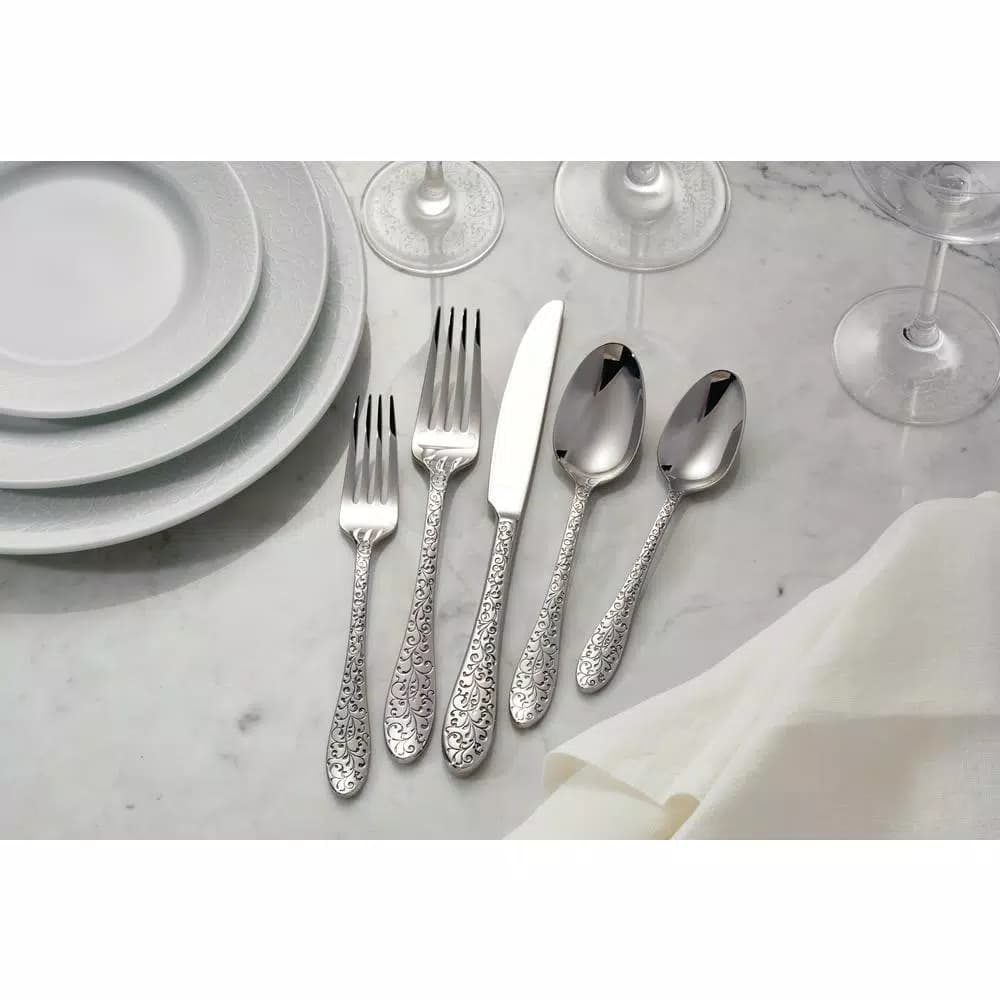 Oneida Ivy Flourish 18/10 Stainless Steel Bouillon Spoons, Paisley Ornate Design, Set of 12