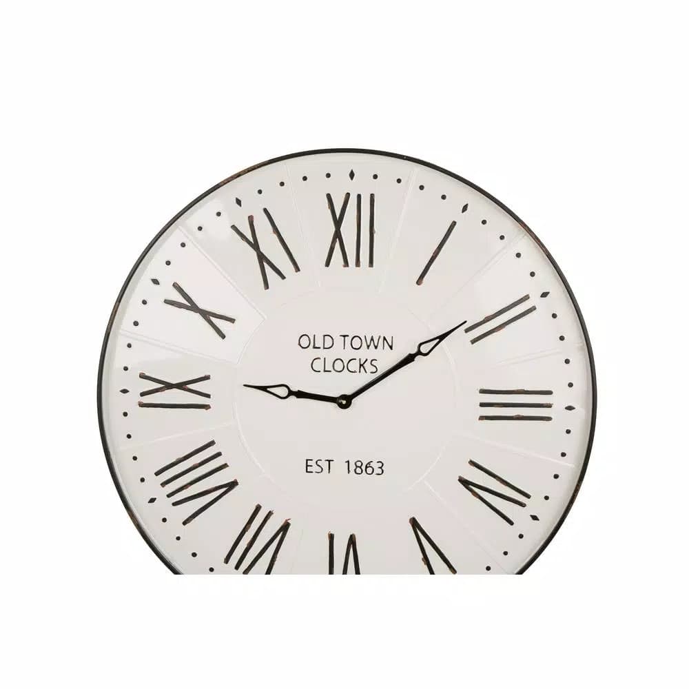 Glitzhome 31.5 in. Oversized Farmhouse Metal Enamel Wall Clock - Antique White
