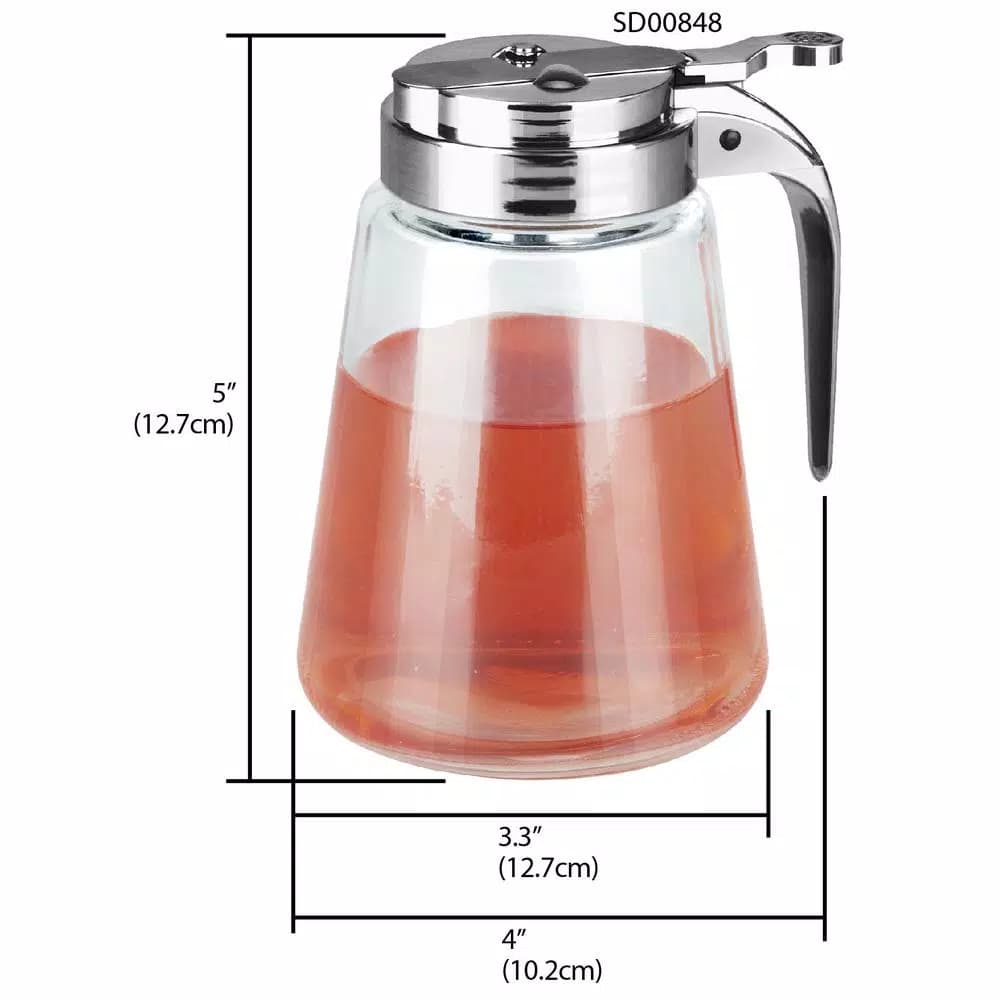 Unbranded Classic Clear Glass No-Drip Syrup Dispenser and Honey Pourer