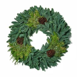 VAN ZYVERDEN 24 in. Fresh Cut Pacific Northwest Mixed Christmas Wreath with Noble Fir, Cedar, Juniper, and Pine Cones thumbnail 1