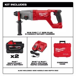 Milwaukee M18 FUEL 1 in. SDS-Plus D-Handle Rotary Hammer Kit with (2) 9.0 Ah Batteries thumbnail 2
