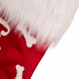 Glitzhome 21 in. Red Polyester Velvet Christmas Stockings with Plush Cuff - Good Dog Print (2-Pack) thumbnail 4