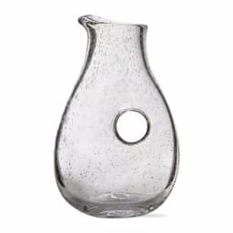 Tag 40 oz. Clear Bubble Glass Hand-Blown Pitcher with Open Handle thumbnail 1