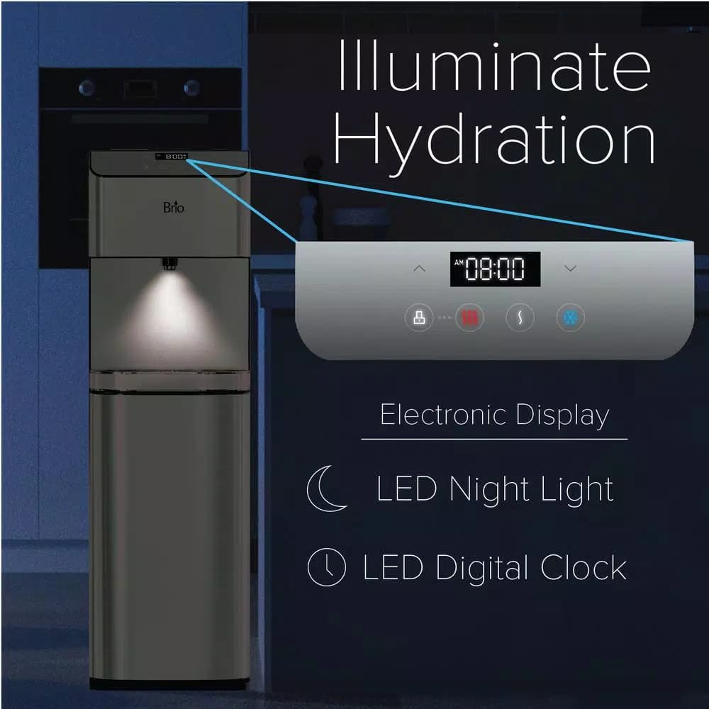 Brio Moderna Tri-Temp Bottleless Water Cooler with UV Self-Cleaning & Stainless Steel Finish