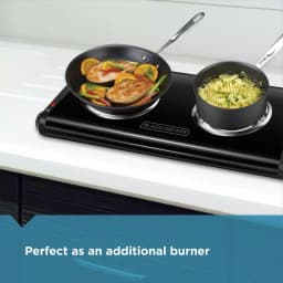 BLACK+DECKER 2-Burner 12 in. Black Hot Plate with Dual Temperature Controls thumbnail 3