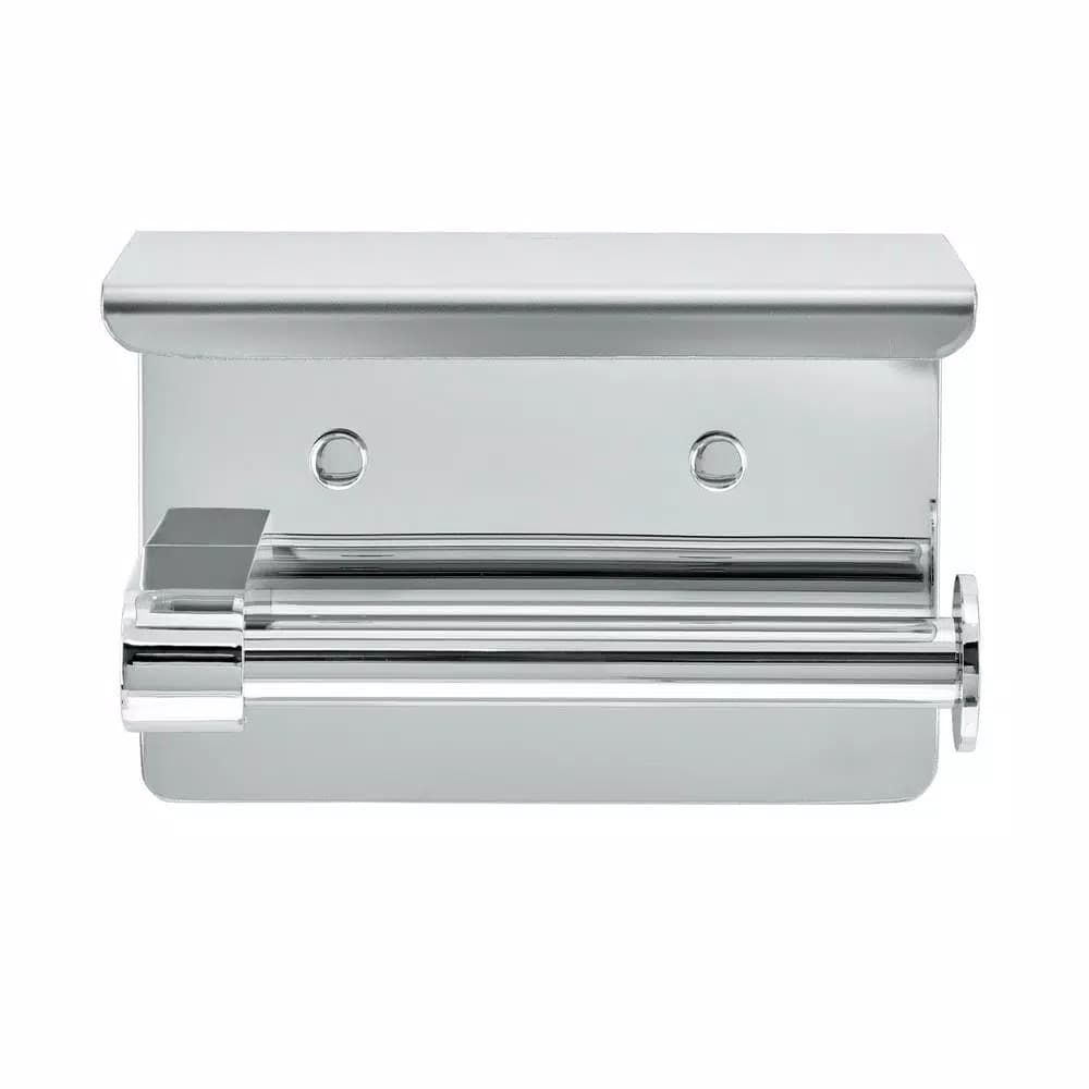 Alpine Industries Single Post Toilet Paper Holder with Storage Shelf, Chrome Finish