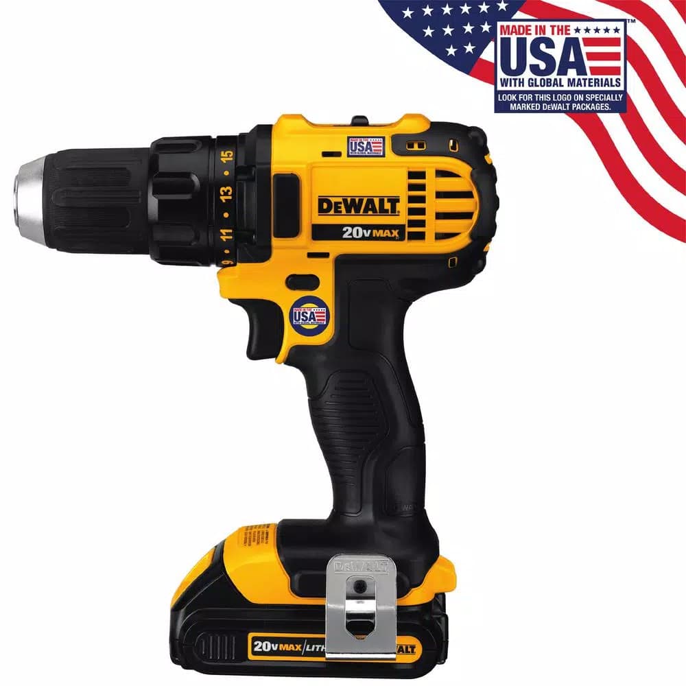 DEWALT 20V MAX Cordless Compact 1/2 in. Drill/Driver Kit with (2) 1.3Ah Batteries, Charger & Bag