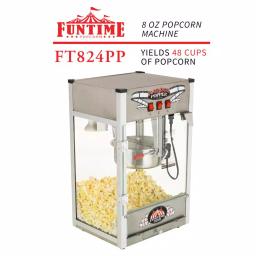 Funtime Palace Popper 8 oz. Hot Oil Kettle Popcorn Machine, Stainless Steel Countertop Popper thumbnail 2