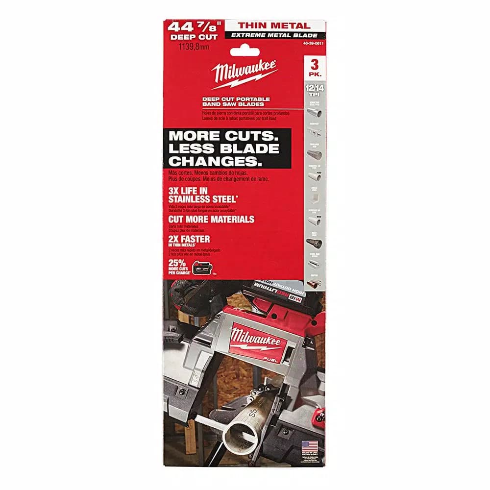 Milwaukee 44-7/8 in. Extreme Thin Metal 12/14 TPI Band Saw Blades, 3-Pack