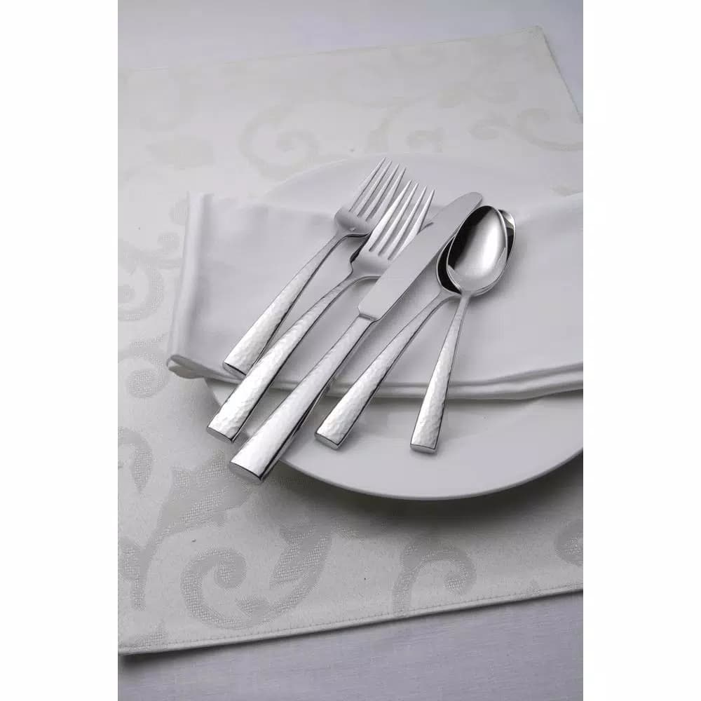 Oneida Chef's Table Hammered 18/0 Stainless Steel Dessert and Salad Forks, 12-Piece Set
