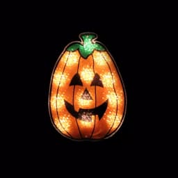 Northlight 12 in. Orange Holographic Lighted Pumpkin Halloween Window Silhouette Decoration thumbnail 1