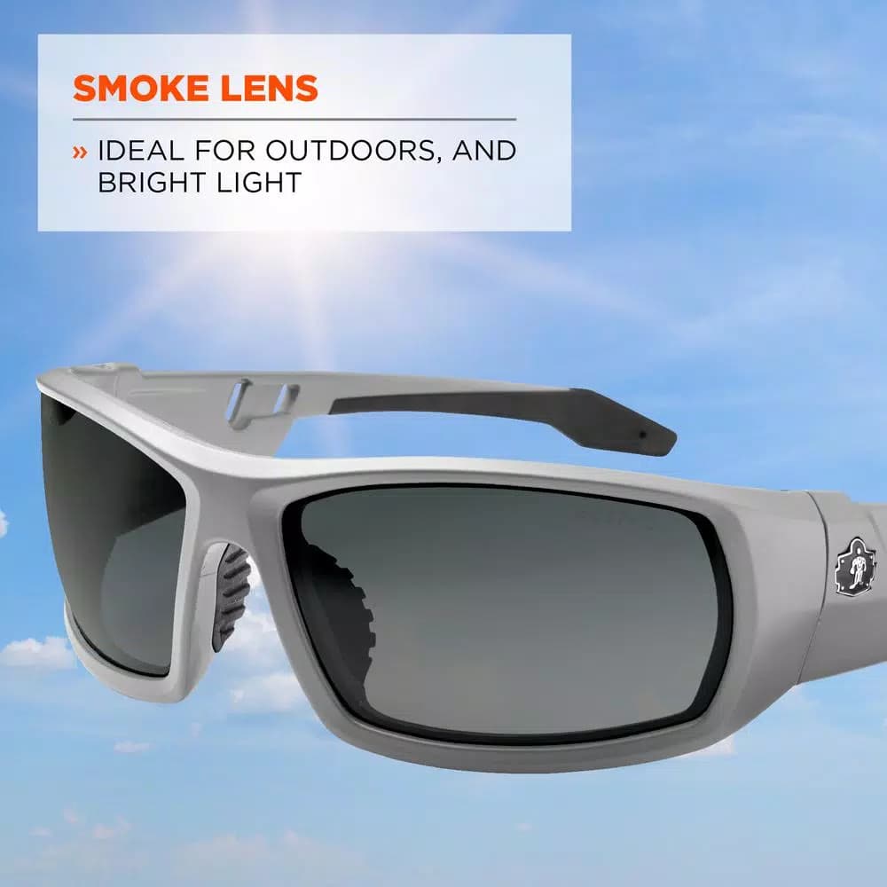 Ergodyne Skullerz Odin Safety Glasses, Matte Grey Frame, Smoke Tinted Lens