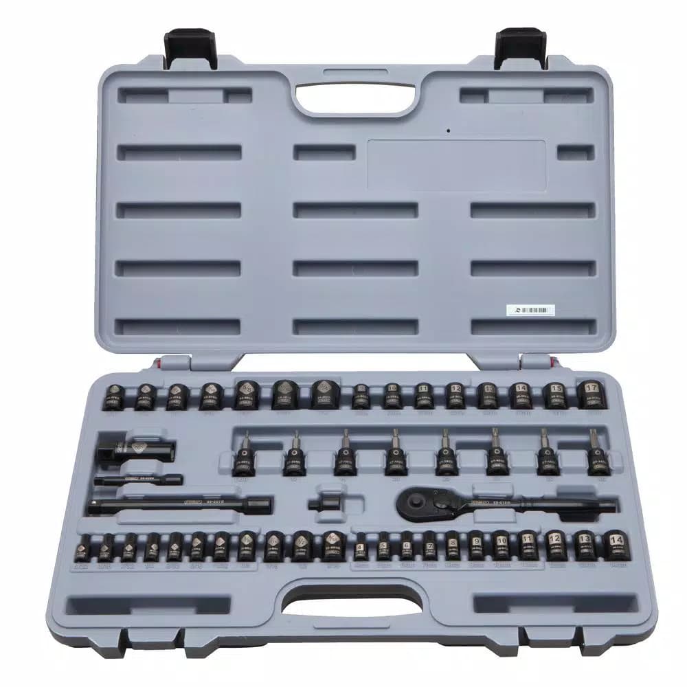 Stanley 50-Piece 3/8 in. Drive SAE and Metric Ratchet and Socket Set with Black Chrome Finish