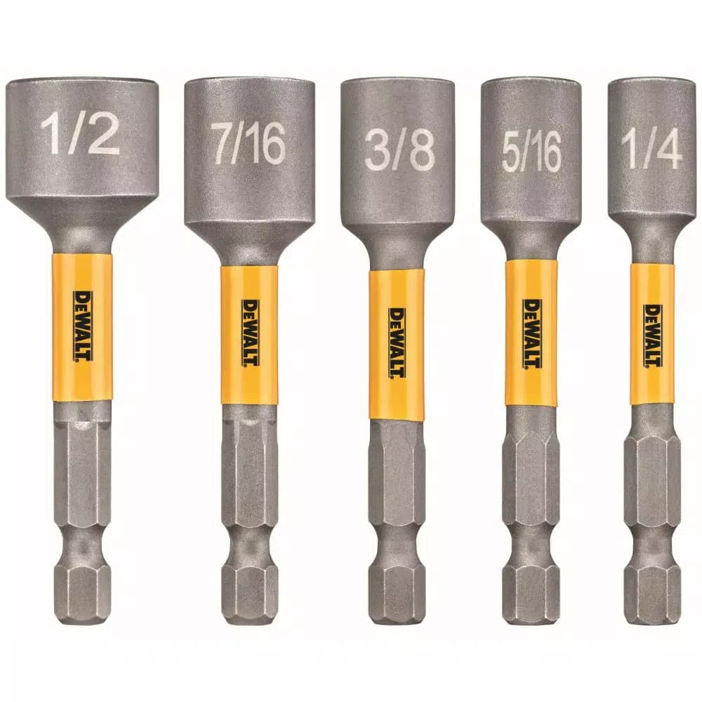 DEWALT MAX IMPACT 5-Piece Nut Driver Set, Impact Rated Hex Shank Nut Setters