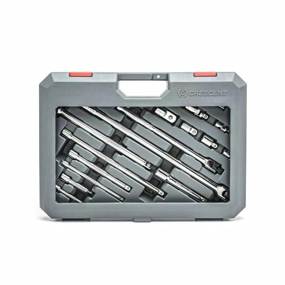 Crescent 16-Piece Socket Accessory Set, 1/4 in. to 3/4 in. Drive with Extensions and Breaker Bars